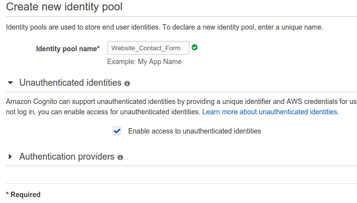 Amazon Cognito - Identity pool information Amazon Cognito - Identity pool information