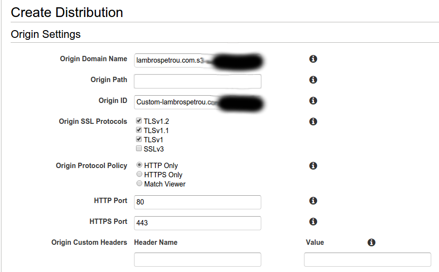 Amazon Cloudfront - Origin Settings Amazon Cloudfront - Origin Settings